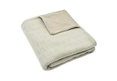 Jollein 517-522-67050 Couverture tricotée pour Enfant avec Fourrure en Peluche - Grain Knit - Olive (100 x 150 cm)