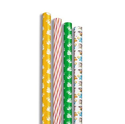 Clairefontaine 202037AMZC – Caja de 12 rollos de papel de regalo – Papel Excellia 80 g – Tamaño: 2 x 0,70 m – Patrón: niño, vintage, campanas, animales – Embalaje de regalo