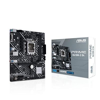 ASUS Prime H610M-E D4 - Placa Base para Juegos Intel LGA 1700 (Intel H610, mATX, Memoria DDR4, PCIe 4.0, 2 Conectores M.2, cabecera COM, encabezado RGB), Negro, H610 (LGA1700)
