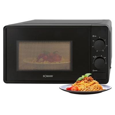 Bomann, Micro-ondes avec espace de cuisson 20L & éclairage de l'espace de cuisson, 6 niveaux de puissance, Minuterie de 30 minutes, MW6014CB, Noir