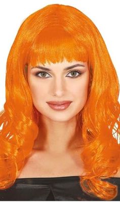 Oranje pruik lange pony