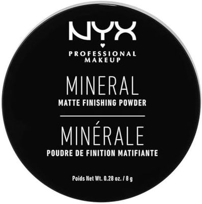 NYX Professional Makeup Polvos fijadores Mineral Finishing Powder, Polvos sueltos, Acabado mate, Absorbe brillos, Fórmula vegana, Tono: Light/Medium