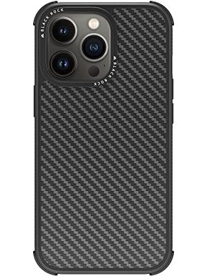 Black Rock - Funda de Carbono Robusta de Carbono Real Adecuada para Apple iPhone 13 Pro I Funda de teléfono móvil de Carbono, Cubierta de Fibra (Negro carbón)