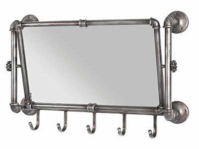 HAKU Möbel Appendiabiti da parete antracite, Metallo, specchio - Dim. L 75 cm x A 45 cm x P 16 cm, Stile Industriale