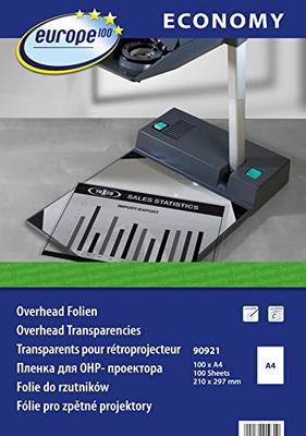 AVERY Zweckform europe100 90921 Overheadfolie voor laserprinters en kopieerapparaten, DIN A4, 100 vel, transparant