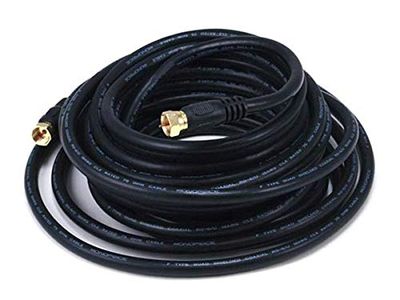 Monoprice 103033 25-voet RG6 Quad Shield CL2 coaxkabel met F-type connector - zwart