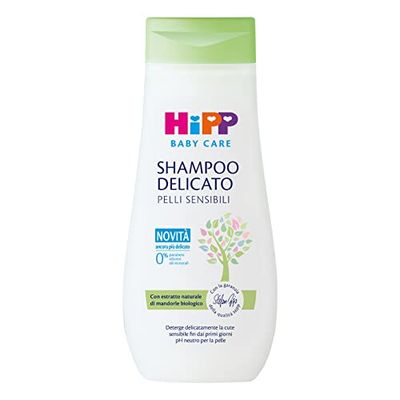 HiPP Baby Care Delikat schampo för barn, skonsam rengöring, irriterar inte ögonen för känslig hud med naturligt ekologiskt mandelextrakt, 1 flaska på 200 ml