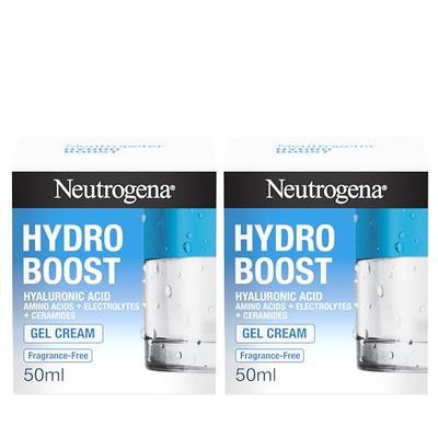 Neutrogena Hydro Boost Gel Cream (2x 50ml Bundle), Intensively Hydrating Fragrance-Free Face Cream for Dry Skin, With Hyaluronic Acid for Advanced Hydration for 72 Hours, Suitable for All Skin Types