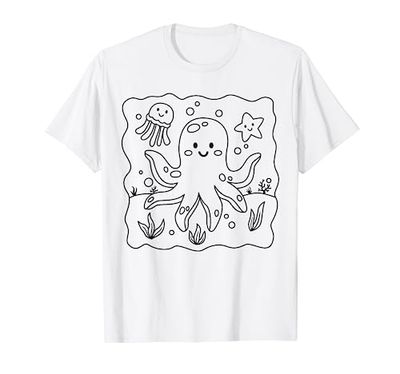 Pulpo lindo pulpo para pintar y colorear para niños Camiseta