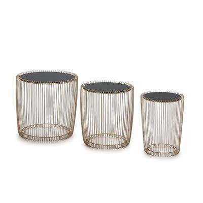 Set / 3 maanden Auxilar 45 x 45 x 45/38 x 38 x 43/30 x 30 x 40 kristal zwart/metaal Dorado
