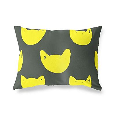 BonaMaison Fundas para Cojínes, Amarillo Neón-Humo Funda de Almohada para Sofá Coche Silla Oficina Cama Decorativa Moderna Decoración del Hogar, 45x60 Cm - Diseñado y Fabricado en Turquía