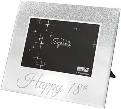 Maturi speglad silverglitter 15 x 4 tum fotoram glad 18:e, 6x4