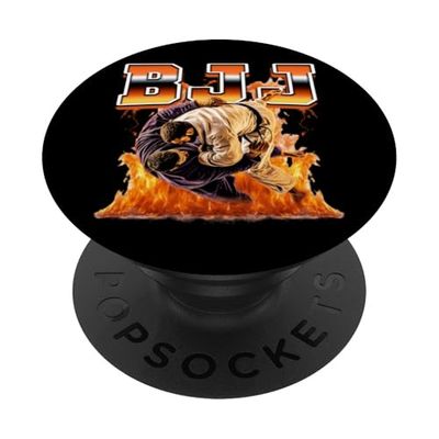 BJJ Brazilian Jiu Jitsu Flames al estilo pirata de los 90 PopSockets PopGrip Adhesivo