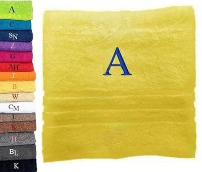 Asciugamano con monogramma personalizzato Asciugamano con monogramma ricamato Lettera Nome Asciugamano personalizzato iniziale Asciugamano in cotone Regalo personalizzato (140 x 70 cm, Giallo)