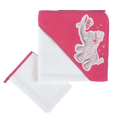 Noukies BB1589.51 - Set de baño de frambuesa, color blanco y rosa