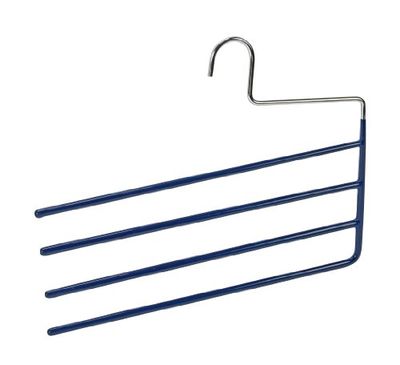 WENKO Cintre à Pantalons Baggy 4 - pour 4 Pantalons, revêtement antidérapant, Métal chromé, 33 x 26 x 0.6 cm, Argent Brillant