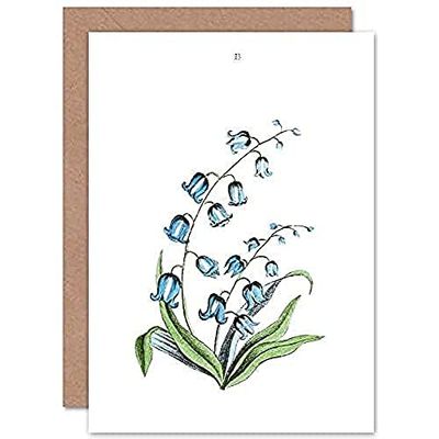 Fine Art Prints Carte de Vœux d'Illustration de Fleurs Bluebells avec Enveloppe Intérieure de Qualité Supérieure