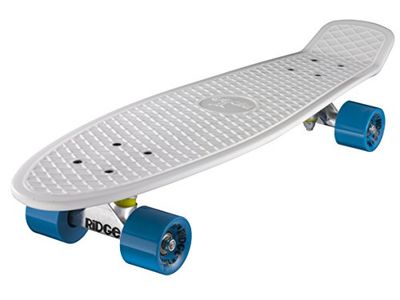 Ridge Skateboards Big Brother Nickel Mini Skate Cruiser Completo, fatto in l'UE, cuscinetti ABEC 7, alta qualità formula segreta di plastica, Bianco/Blu, 27" (799872520)