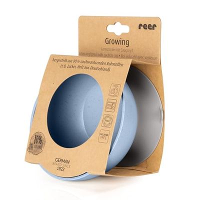 Reer Bol d'apprentissage avec ventouse - Vaisselle durable pour enfants - Maintien parfait sur n'importe quelle table grâce à une grande ventouse - Bleu