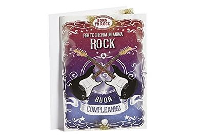 LINA OFFICINE GRAFICHE CREATIVE Deep Purple Carte d'anniversaire A4 pour tous les amateurs de rock, avec son interactif de Smoke on the Water 22 x 31,50 cm