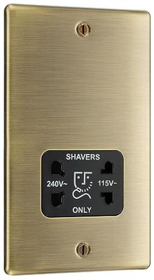 BG Electrical 115- and 240-Volts Dual Voltage Shaver Socket, Antique Brass with Black Insert
