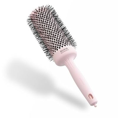 Olivia Garden Expert Blowout Speed – Pastel Pink - 55 - Ceramic Coated Round Brush with Extra Long Barrel for 25% Faster Blowouts