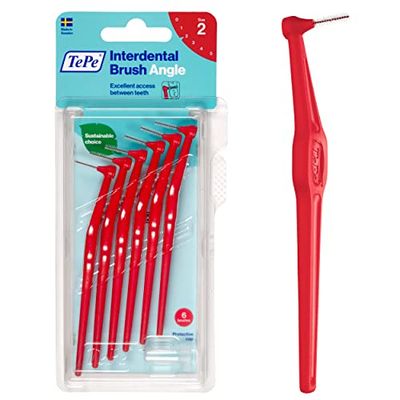 Brossette Interdentaire Angle, Rouge, 0.5mm/ISO 2, 6pcs,élimine la plaque dentaire, nettoyage facile et efficace entre les espaces interdentaires très serrés