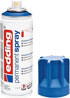edding 5200 spray permanent - bleu gentiane mat - 200 ml - peinture acrylique pour peindre ou décorer verre, métal, bois, céramique, plastique, toile - peinture acrylique en aérosol