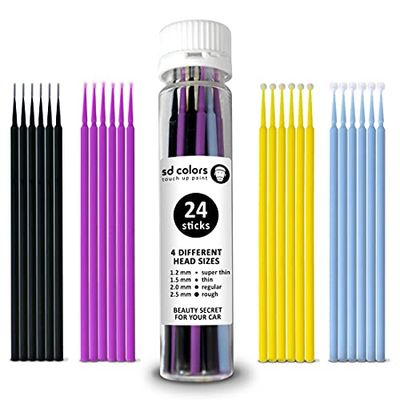 SD COLORS STICKS SWABS 24 PIECES AUTOMOTIVE PAINTWORK CAR DETAILING REPAIR FOR SCRATCHES STONE CHIPS TOUCH UP MICRO BRUSH 1.2mm 1.5mm 2.0mm 2.5mm