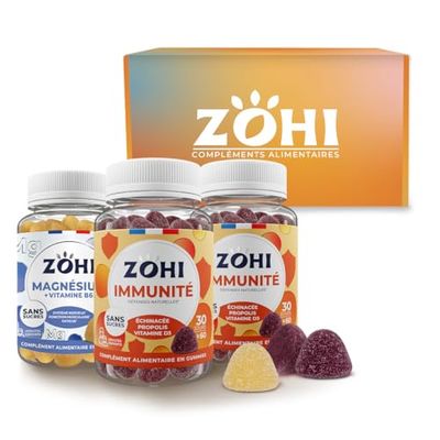 ZOHI-Coffret "enfants" - 2 piluliers Immunité ZOHI, 1 pilulier Magnésium ZOHI - 3 x 60 gommes - Fabriqué en France - Sans sucres