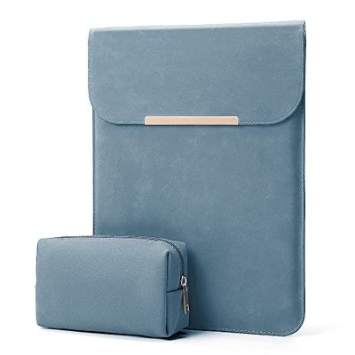 KALIDI 13.3 inch Laptop Sleeve Case Faux Suede Leer voor MacBook Air/13 inch MacBook Pro Retina 2017 2016, MacBook 13-13.5 inch + Accessoires Pouch