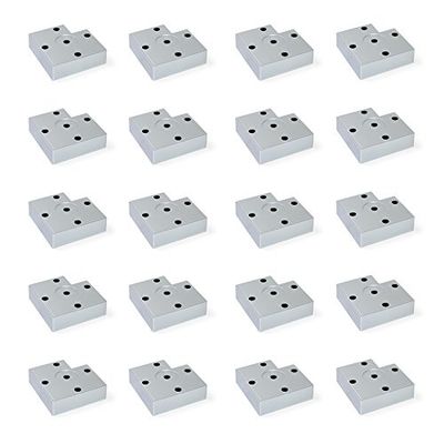 EMUCA Pés para móveis de plástico cinzento metalizado, pernas para móveis, lote de 20 pés de altura 15 mm