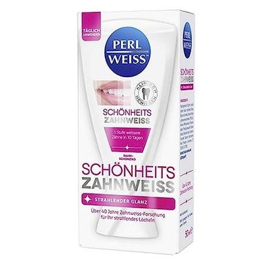 Perlweiss Schönheits - Spazzolino da denti con polvere di perle contro lo scolorimento, delicato e rinforza lo smalto dei denti, 50 ml