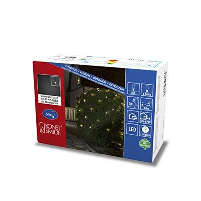 Konstsmide Micro Filet lumineux LED, fumé, 64, diodes blanc chaud Transformateur extérieur 24 V Câble, plastique, noir