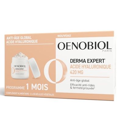 Oenobiol Derma Expert – Acide Hyaluronique 420 mg - Anti-âge global - Efficacité anti-rides et fermeté prouvée - Complément Alimentaire - 30 Capsules Végétales