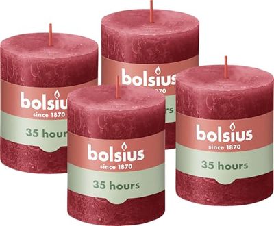 'BOLSIUS - Rustic Candle - Red - 8 cm - Pack of 4 - Unscented