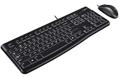 Logitech MK120 Combo Tastiera e Mouse con Filo per Windows, Layout Internazionale QWERTY - Nero