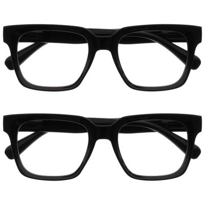 OPULIZERA Blue Light Blocking Reading Glasses - Anti-Reflective and Anti-Glare - 2 Pack Readers - UV400 Protection - Oversized Frame - Computer and Screen Glasses - Black - Men Women - +3.00