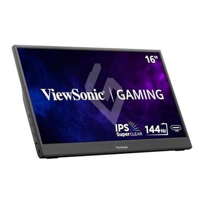 ViewSonic VX1654 Monitor portatile da gioco IPS da 16 pollici 1080p con 144 Hz, AMD FreeSync, alimentato a 2 vie, 60 W, USB C, mini HDMI, e supporto integrato con custodia protettiva