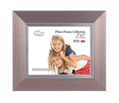 Inov8 tillverkad i Storbritannien traditionell bild/fotoram, randig silver, 25 x 20 cm_Parent_SPIG9, Tenn silverinsats, 5x4 inch