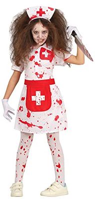 FIESTAS GUIRCA Costume da Infermiera Zombie - Infermiera Insanguinata - Costume Bambina Halloween 10-12 Anni