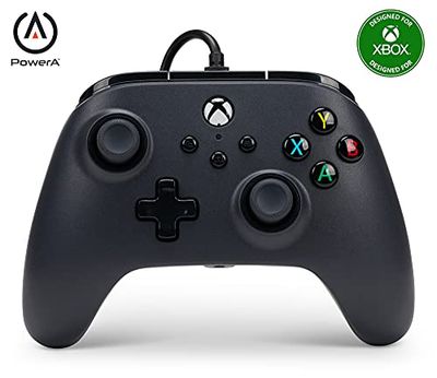PowerA Wired Controller For Xbox Series X & S, Xbox One, PC, Windows 10 & 11, Dual Rumble Motors, Detachable 10ft USB Cable, 3.5mm Stereo Headset Jack, Official: Black