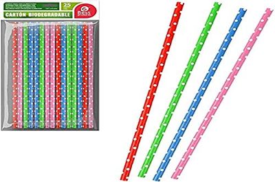 BOLSA CON 25UNID. PAJITA TOPOS COLORES SURTIDOS CARTÓN BEST PRODUCTS GREEN