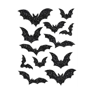 FIESTAS GUIRCA | Adesivo Glitter Pipistrello (30x40 cm) - Decorazione per Parete, Porta e Finestra per Halloween e Feste in Maschera - Ideale per Celebrazioni ed Eventi - Nero