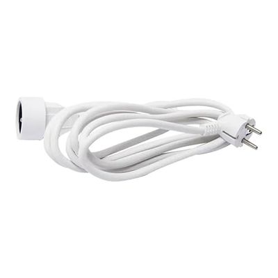 Cable alargador, 3G, 1,5 ㎟, 5 m, Blanco, Ideal para Extender Conexiones eléctricas y facilitar el Acceso a tomacorrientes.