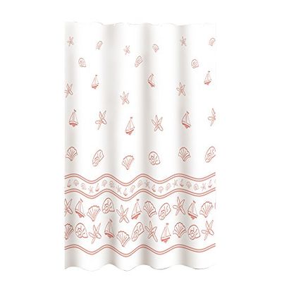 MSV Polyester duschdraperi 180 x 200 cm skal, vit/rosa