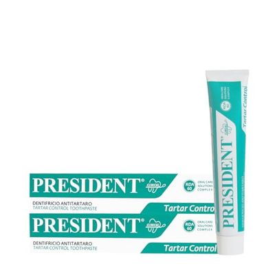 President Zestaw 2 x pasta przeciw kamieniowi, zapobiega powstawaniu kamienia nazębnego i próchnicy zębów. Świeży oddech. RDA 60. 2 x 75 ml