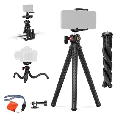 Neewer Treppiede Flessibile con Telecomando, Mini Cavalletto Fotocamera con Porta Smartphone e Attacco Action Cam Compatibile con iPhone GoPro Hero 13 12 11 10 DJI Insta360 Samsung per Vlog, TP34