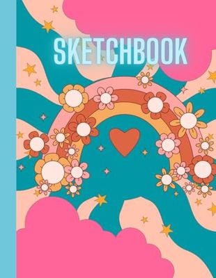 Retro Groovy Sketchbook: Colorful Retro Sketchbook, Colorful Cute Retro Vintage 80s Notebook Journal for Kids teens girls and adults, Drawing notebook ... Paper Pad 8.5" x 11" - Notebook 100 Pages