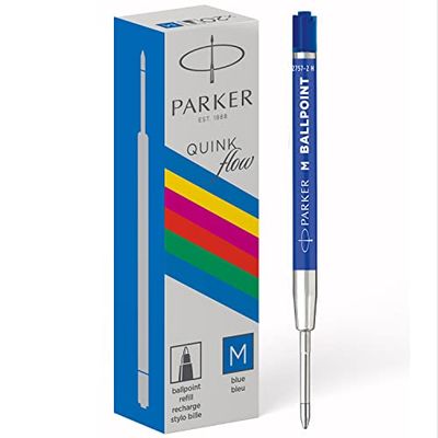 Parker Set med 20 kulspetspennor för kulspetspennor, medium spets QUINKflow blå bläck